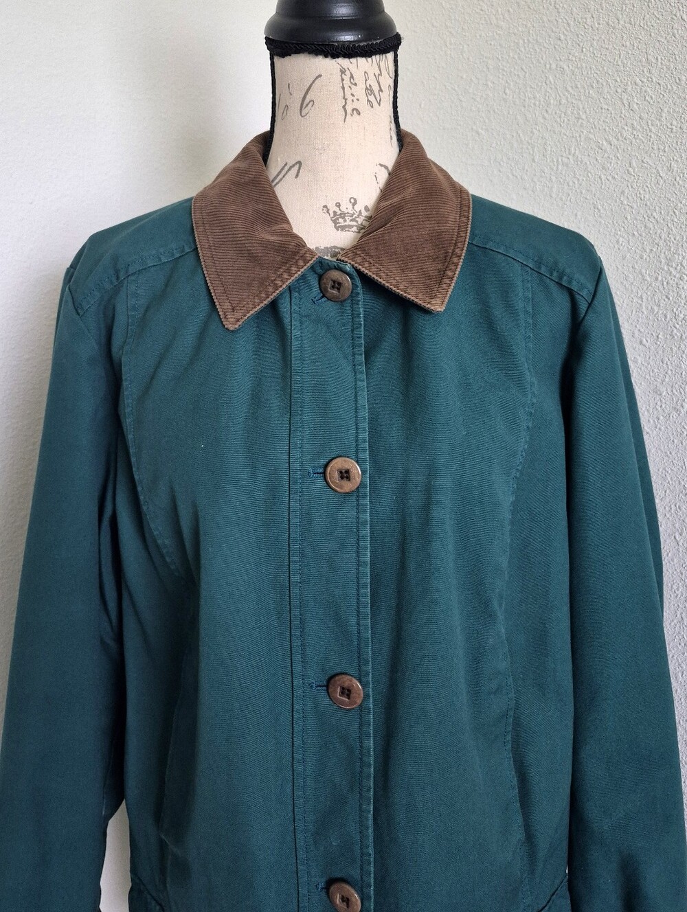 LL Bean Womens Adirondack Plaid Flannel-Lined Barn Coat M Green Chore Jacket - Picture 5 of 16